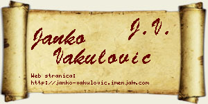 Janko Vakulović vizit kartica